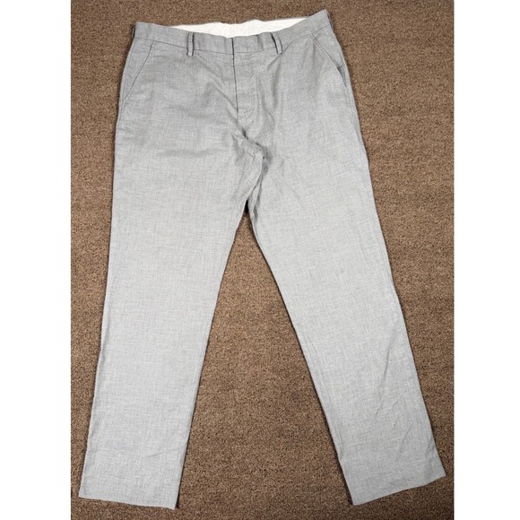 J Crew Bowery Slim Fit Mens Light Gray Cotton Dress Pants W36 L32 - Picture 2 of 11